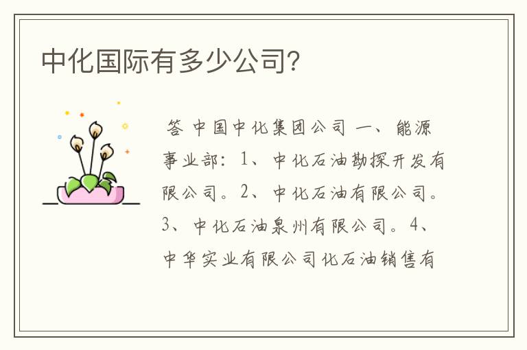 中化国际有多少公司？