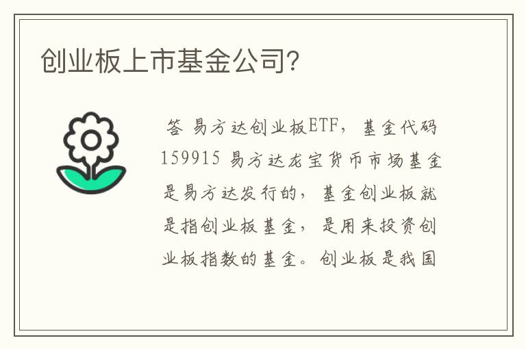 创业板上市基金公司？