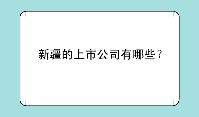 新疆的上市公司有哪些？