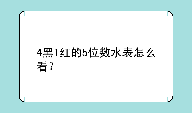 4黑1红的5位数水表怎么看？