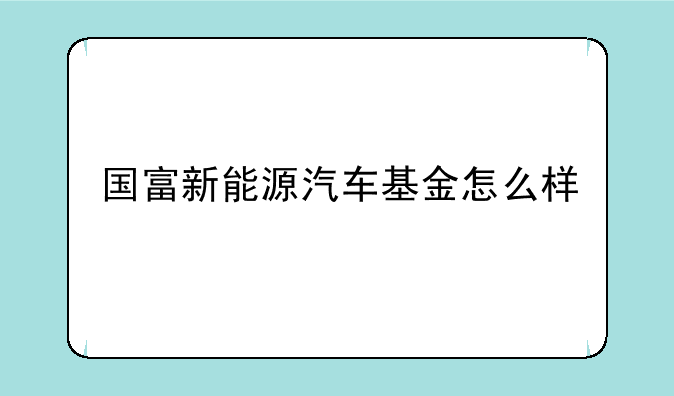 国富新能源汽车基金怎么样