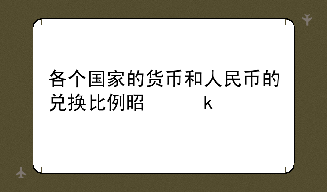 各个国家的货币和人民币的兑换比例是多