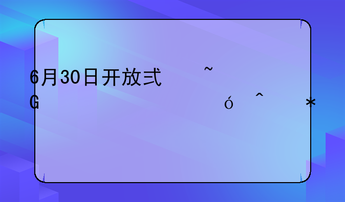 6月30日开放式基金资产净值日报表