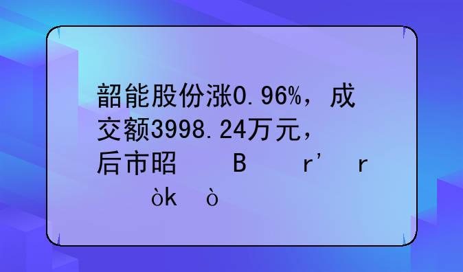 韶能股份涨0.96%，成交额3998.24万元，后市