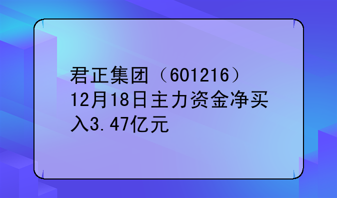 君正集团（601216）12月18日主力资金净买入