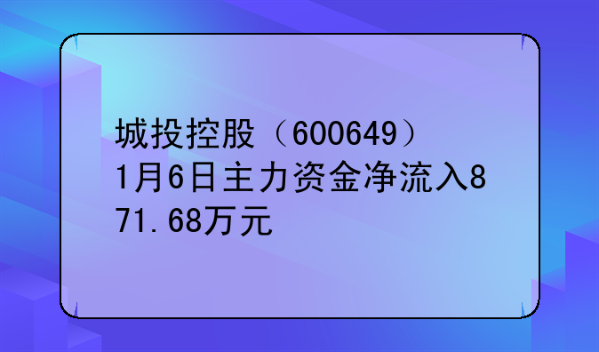 城投控股（600649）1月6日主力资金净流入