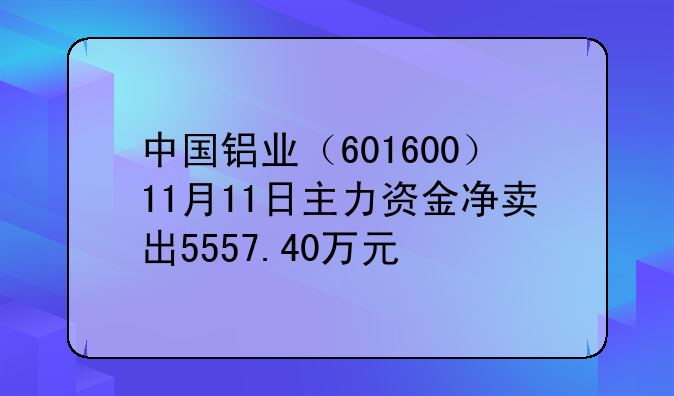 中国铝业（601600）11月11日主力资金净卖出5557.40万元