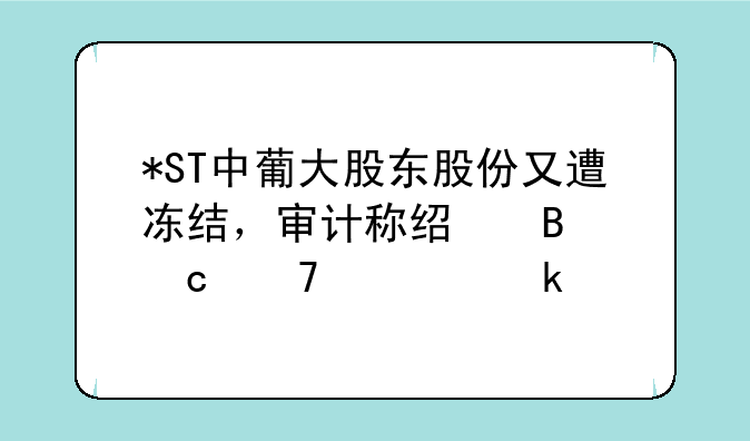 *ST中葡大股东股份又遭冻结，审计称经营