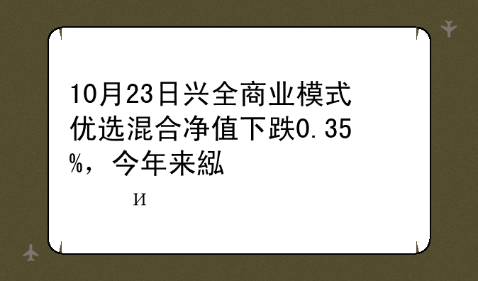 10月23日兴全商业模式优选混合净值下跌0.35%，今年来累计上涨14.05%