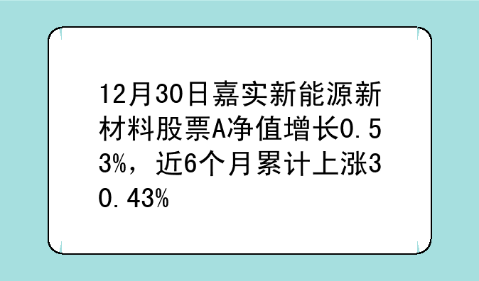 12月30日嘉实新能源新材料股票A净值增长