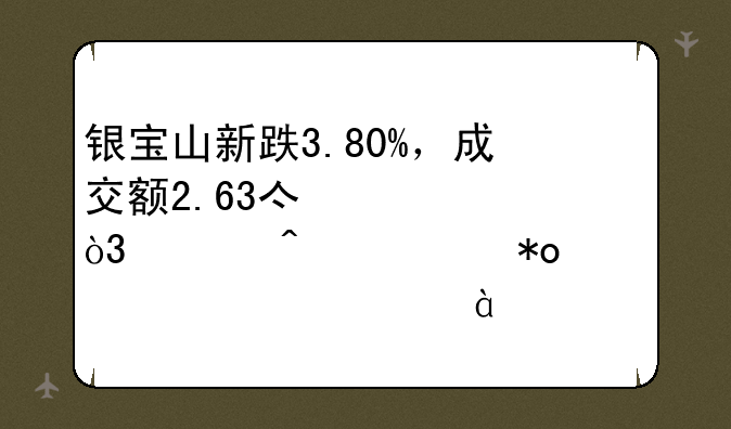 银宝山新跌3.80%，成交额2.63亿元，今日主