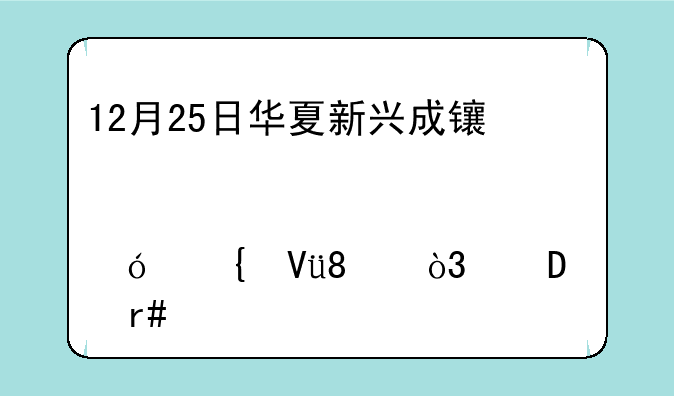 12月25日华夏新兴成长股票A净值增长0.08